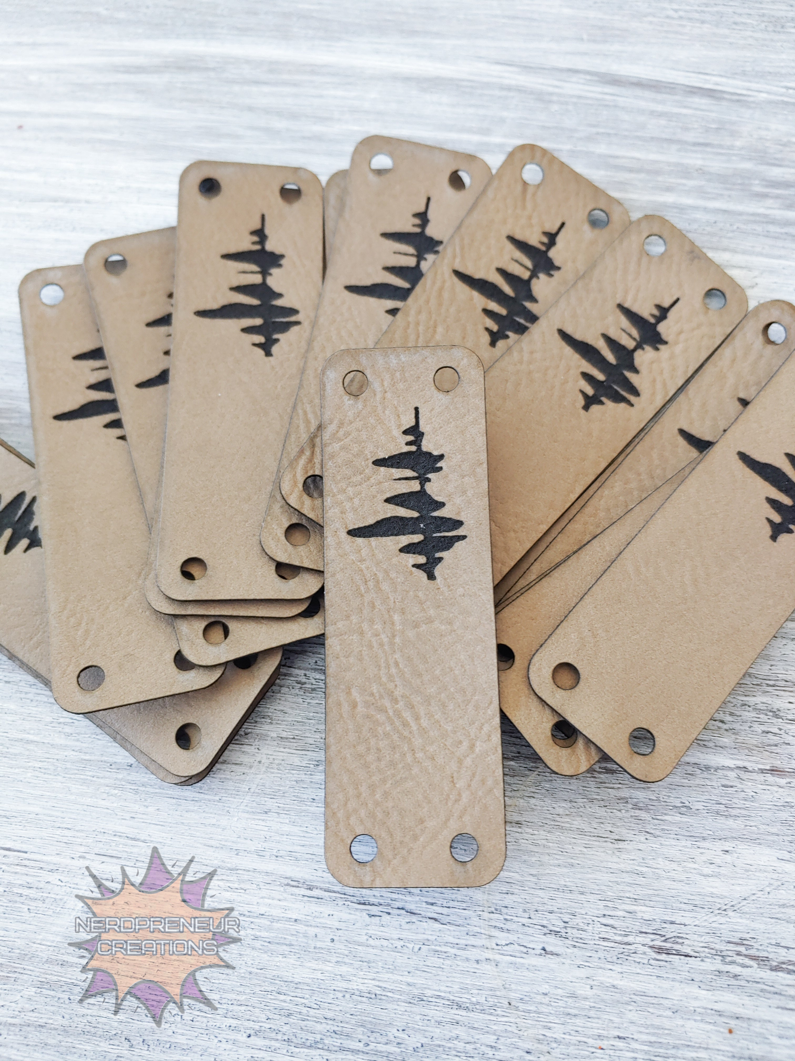 Custom Sew-On Fold-Over Vegan Faux Leather Tags | Personalized Branding Tags for Crochet, Knitwear & Handmade Items