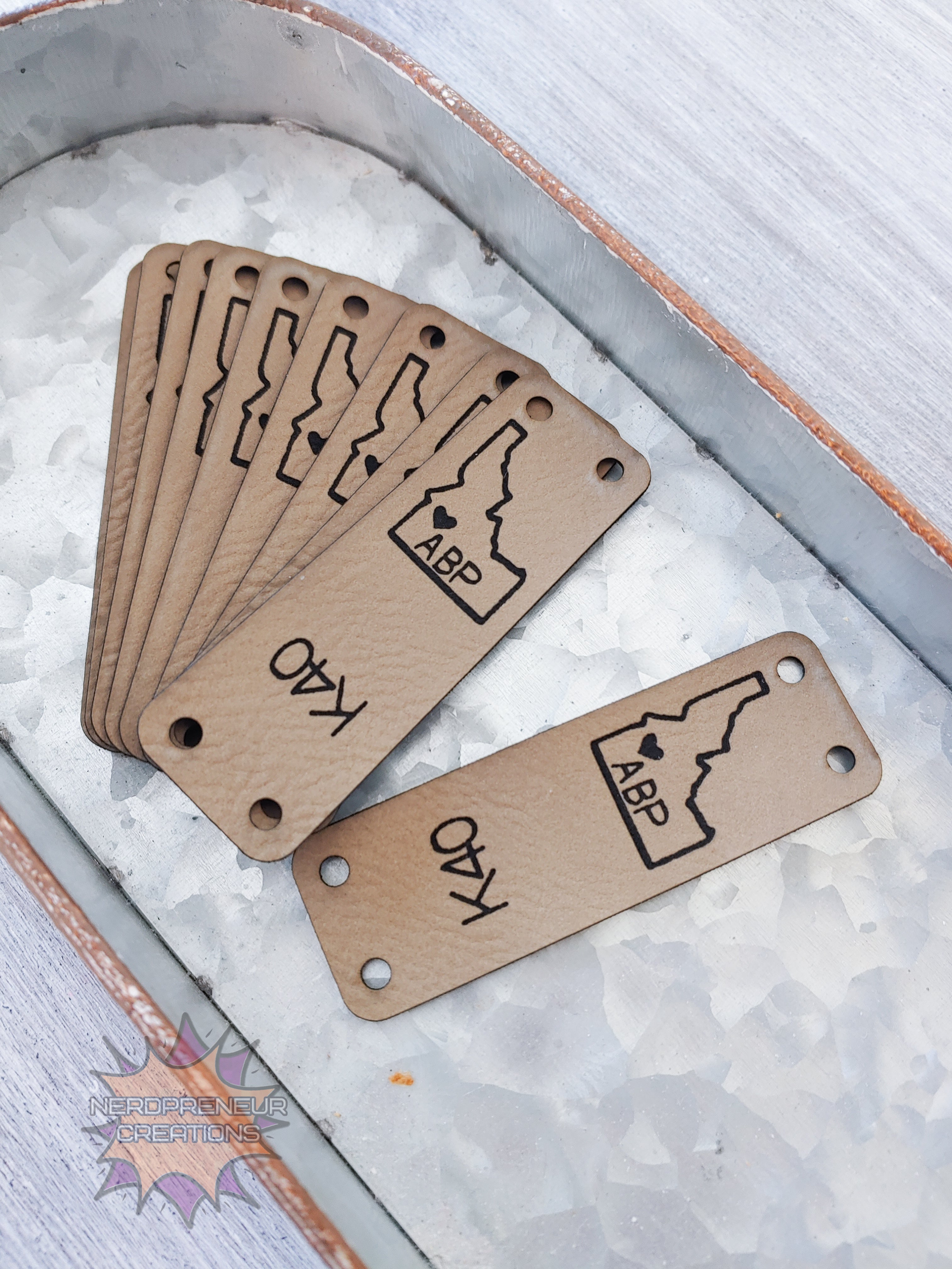 BULK Custom Sew-On Fold-Over Vegan Faux Leather Tags | Personalized Branding Tags for Crochet, Knitwear & Handmade Items
