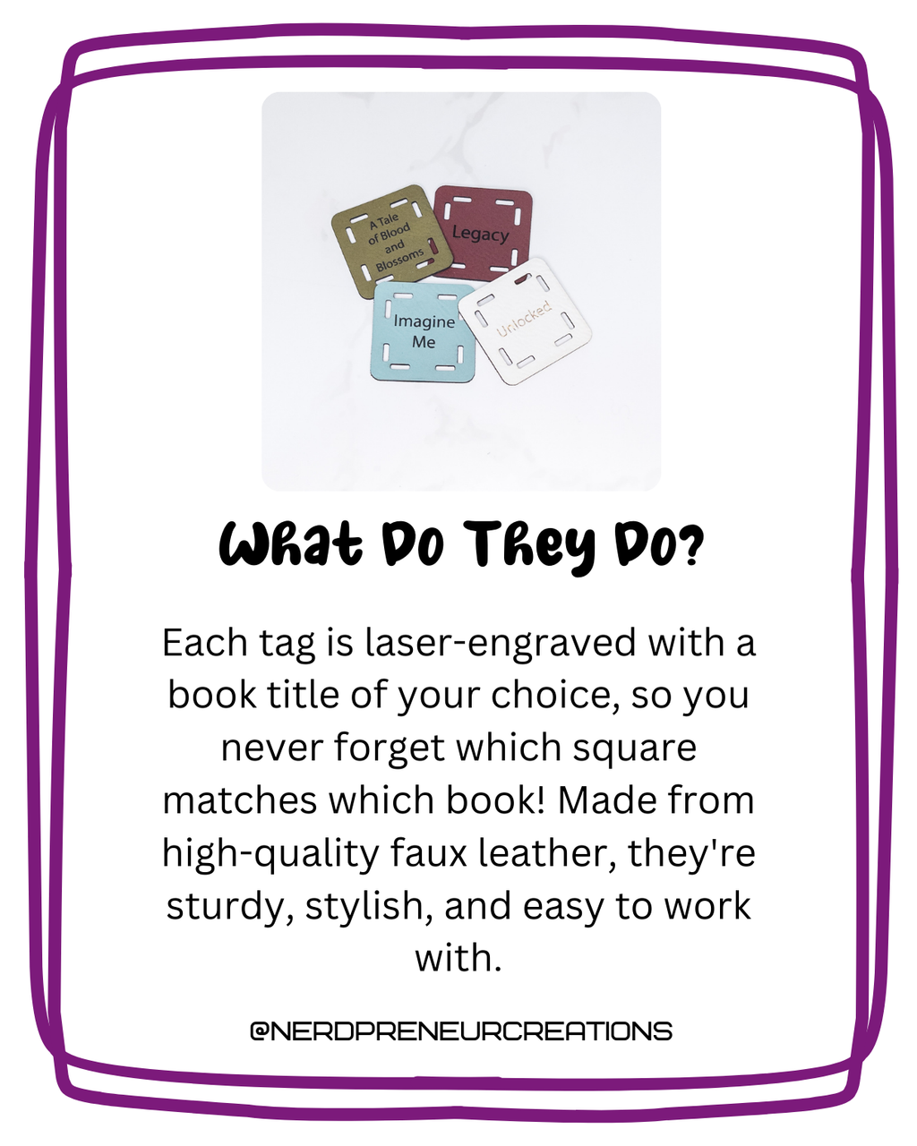 Bookish Granny Square Starter Tags – Faux Leather Round 1 Replacement for Crochet Squares