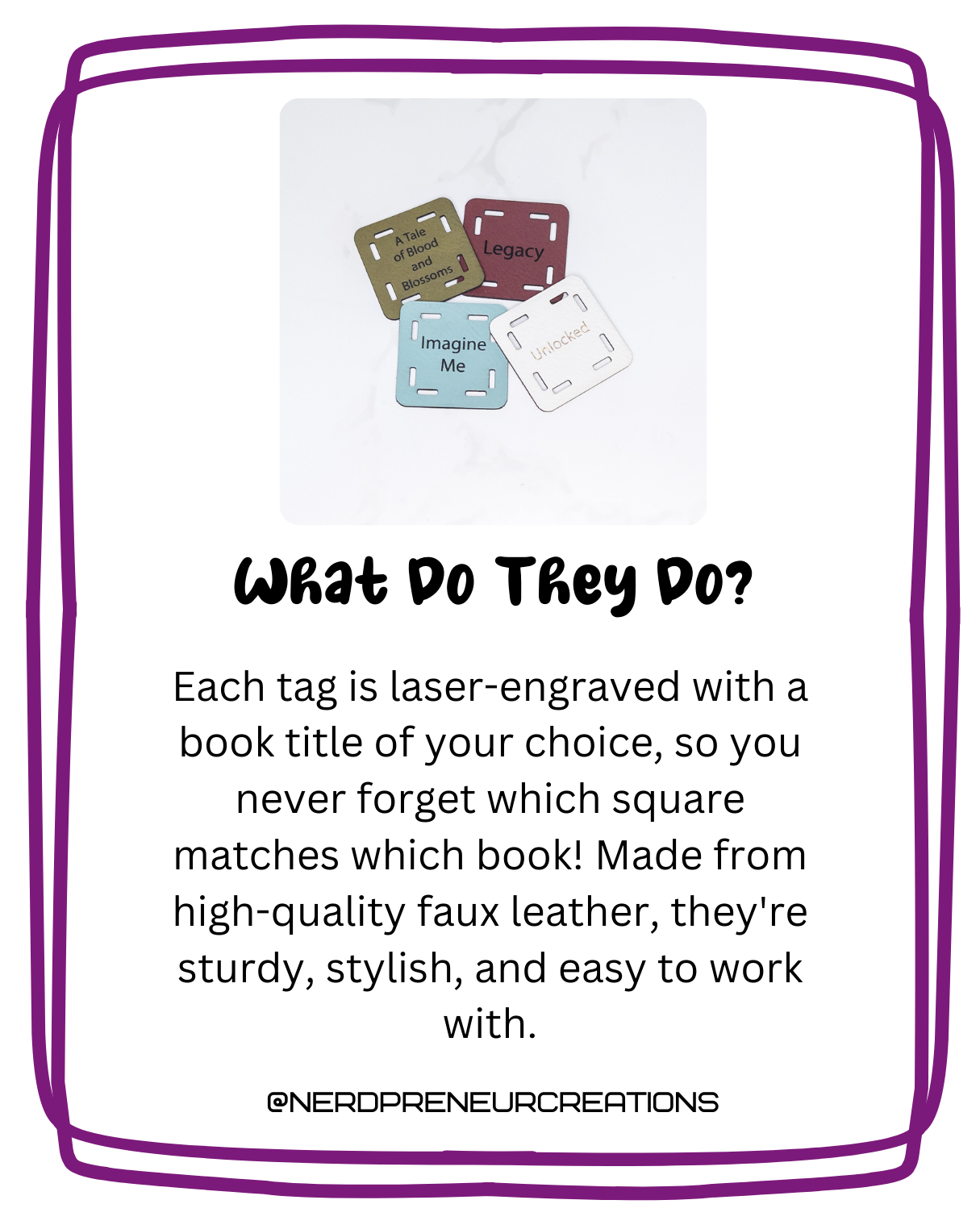 Bookish Granny Square Starter Tags – Faux Leather Round 1 Replacement for Crochet Squares