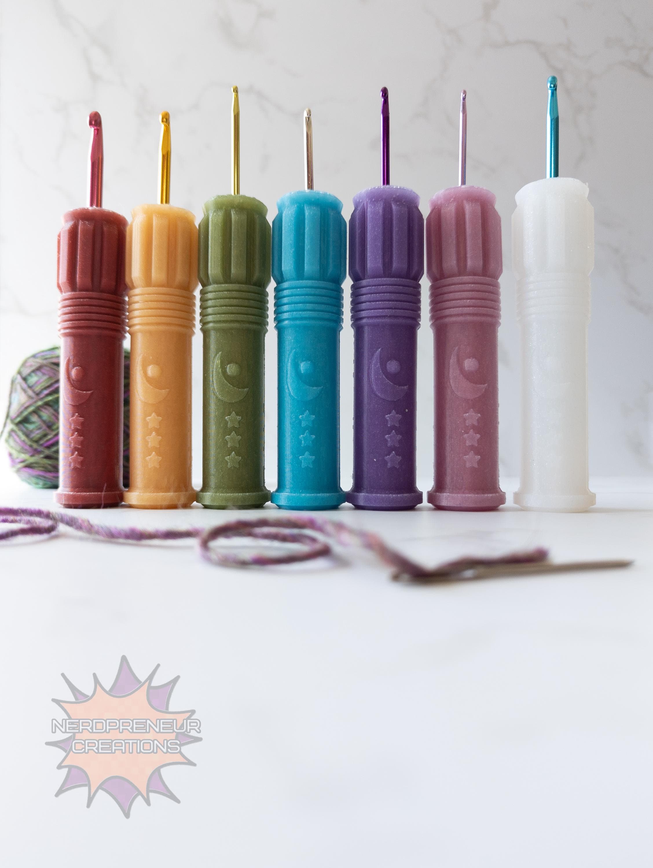 Choose Your Own Adventure Moon Saber Squishy Grips | Ergonomic Silicone Crochet Hook Grips in Multiple Colors