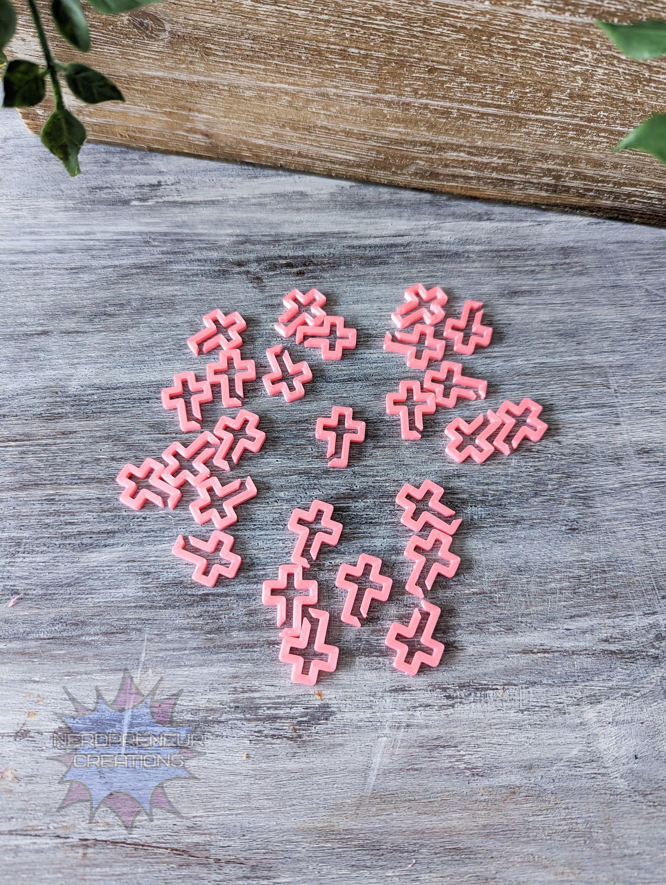 Cross 3D Printed Stitch Marker - 12 Pack | Eco-Friendly Biodegradable PLA Knitting & Crochet Accessory