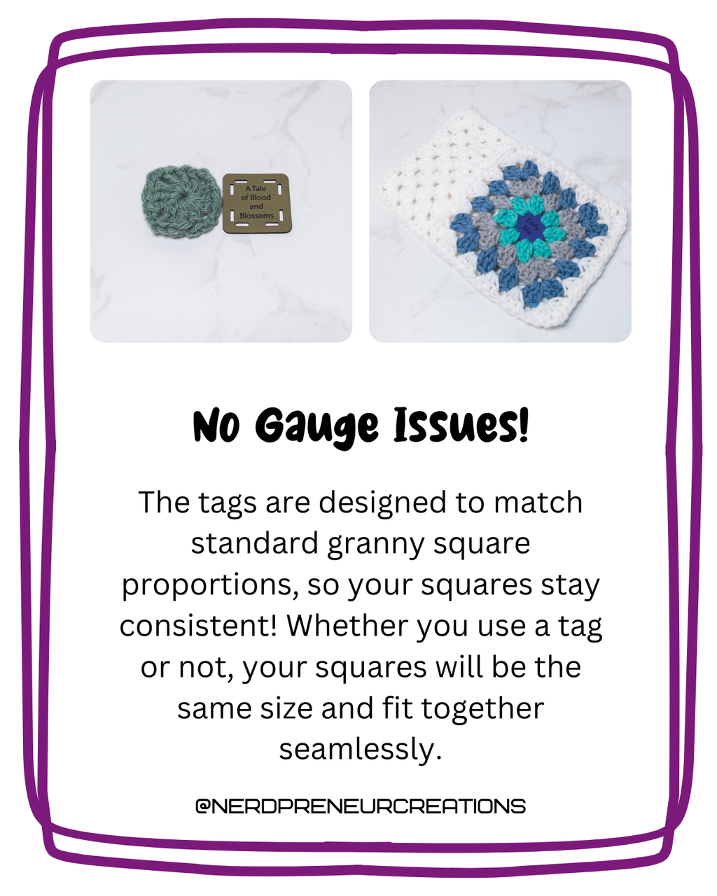 Bookish Granny Square Starter Tags – Faux Leather Round 1 Replacement for Crochet Squares