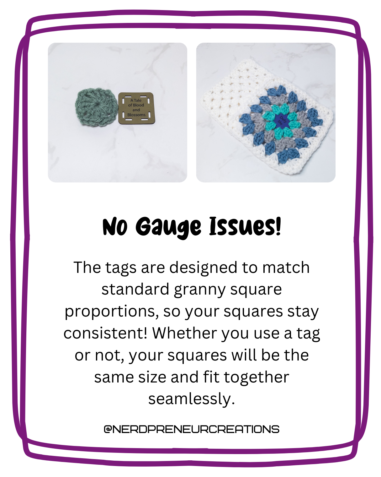 Bookish Granny Square Starter Tags – Faux Leather Round 1 Replacement for Crochet Squares