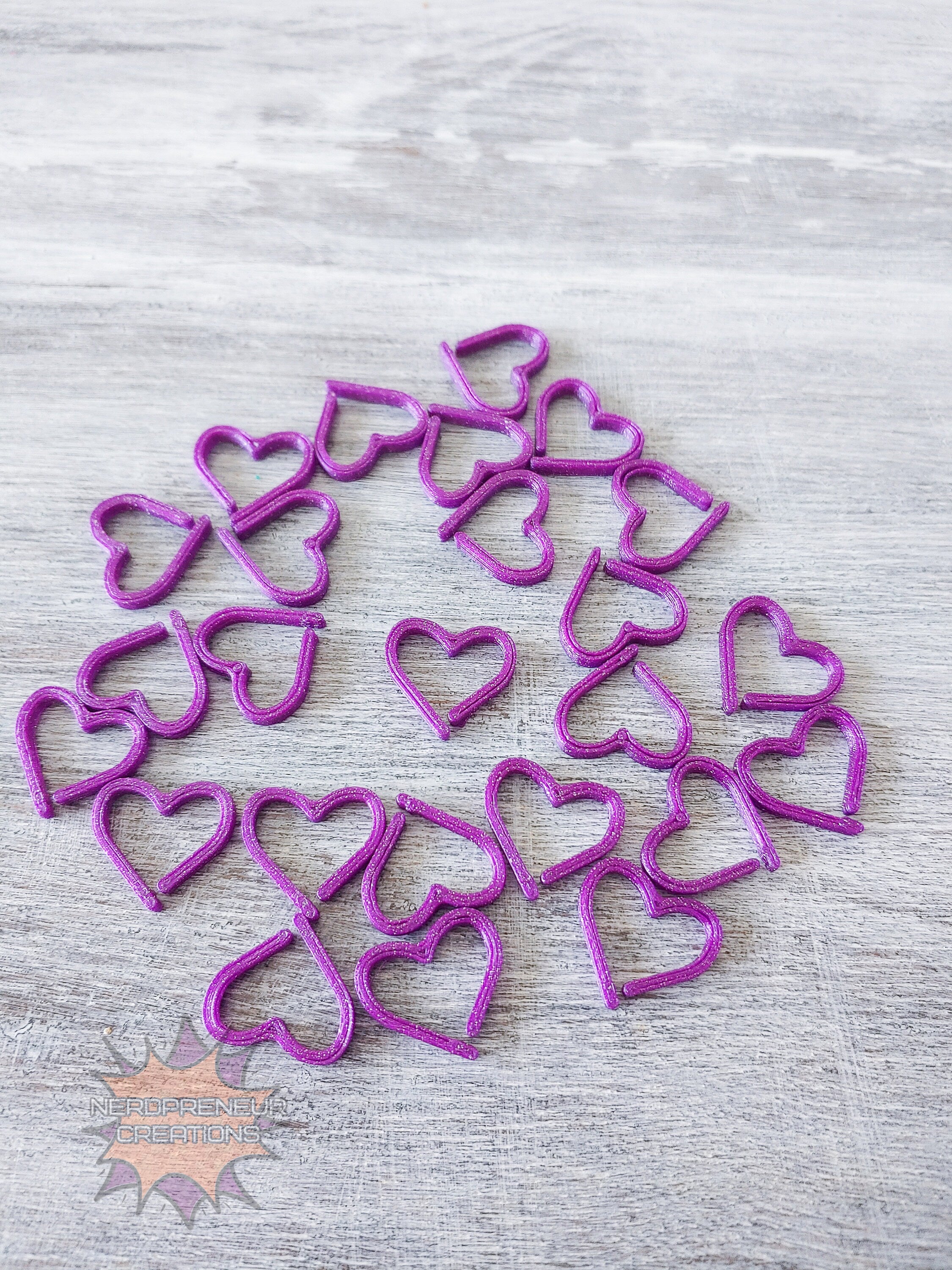 Heart 3D Printed Stitch Marker - 12 Pack | Eco-Friendly Biodegradable PLA Knitting & Crochet Accessory
