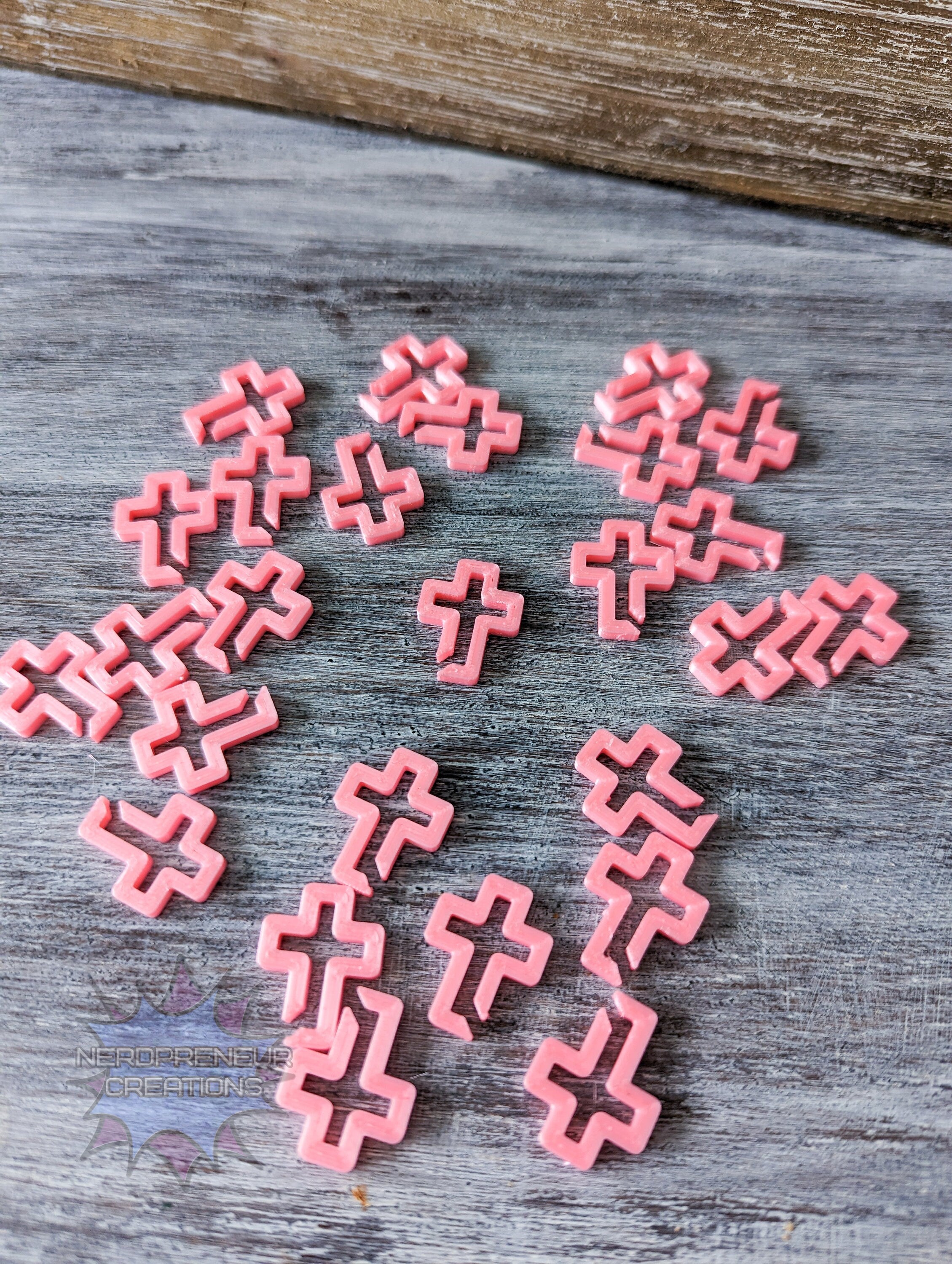 Cross 3D Printed Stitch Marker - 12 Pack | Eco-Friendly Biodegradable PLA Knitting & Crochet Accessory