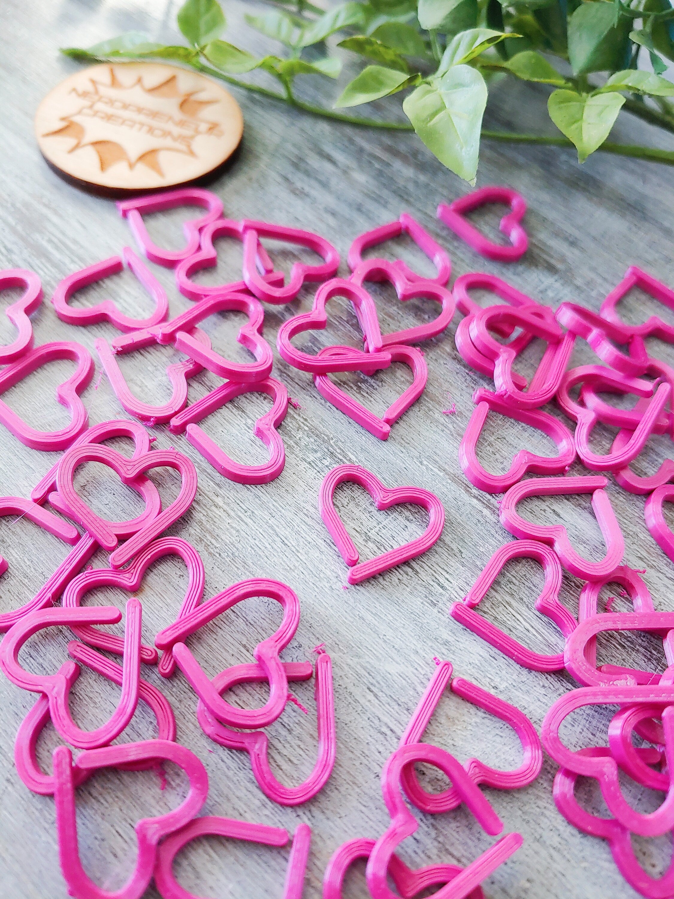 Heart 3D Printed Stitch Marker - 12 Pack | Eco-Friendly Biodegradable PLA Knitting & Crochet Accessory