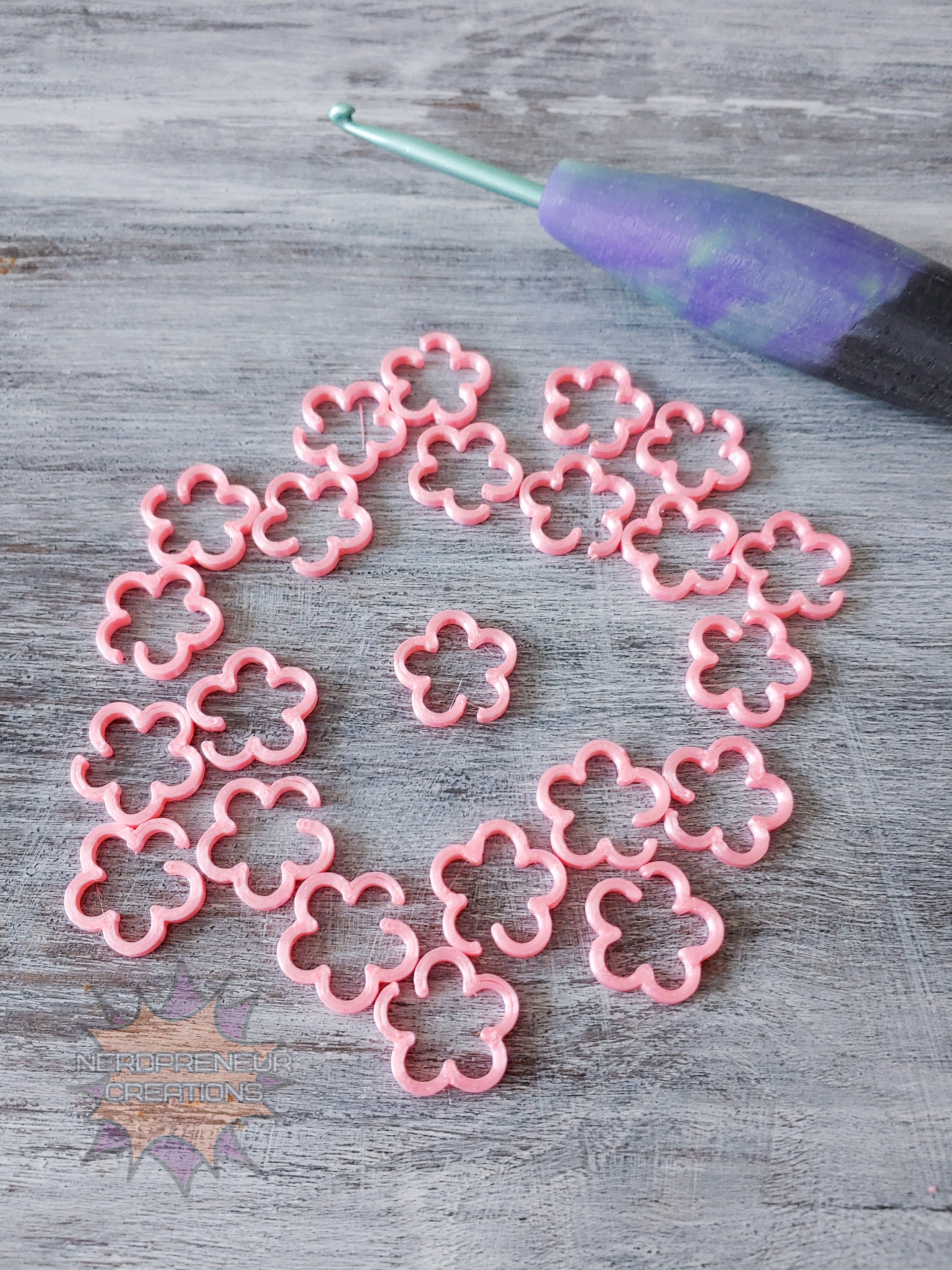 Flower 3D Printed Stitch Marker - 12 Pack | Eco-Friendly Biodegradable PLA Knitting & Crochet Accessory