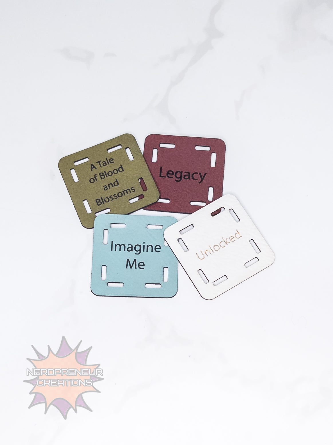 Bookish Granny Square Starter Tags – Faux Leather Round 1 Replacement for Crochet Squares