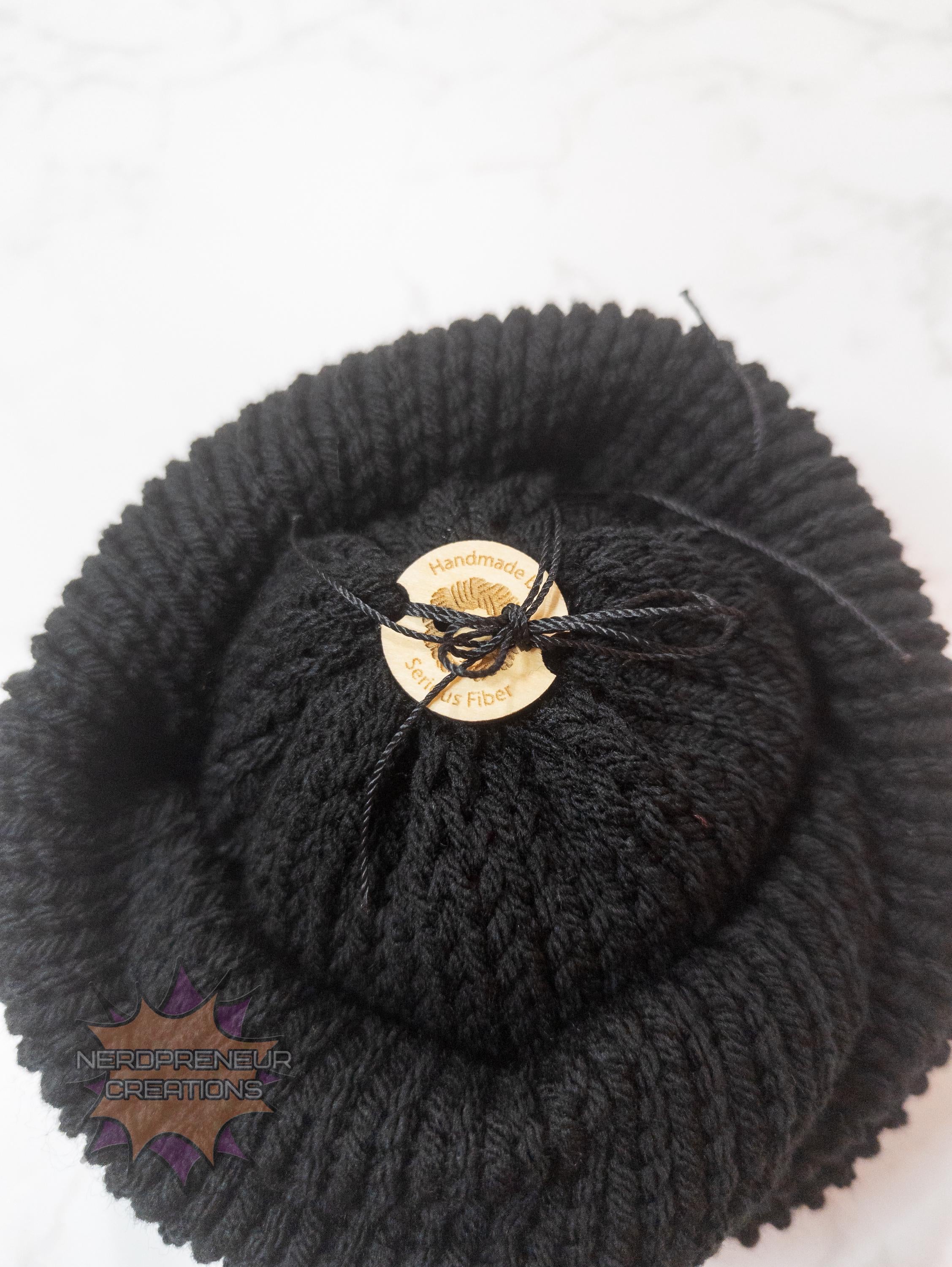 Custom Wooden Pom Buttons | Engraved Wooden Buttons with Notches & Yarn Holes for Beanies & Poms