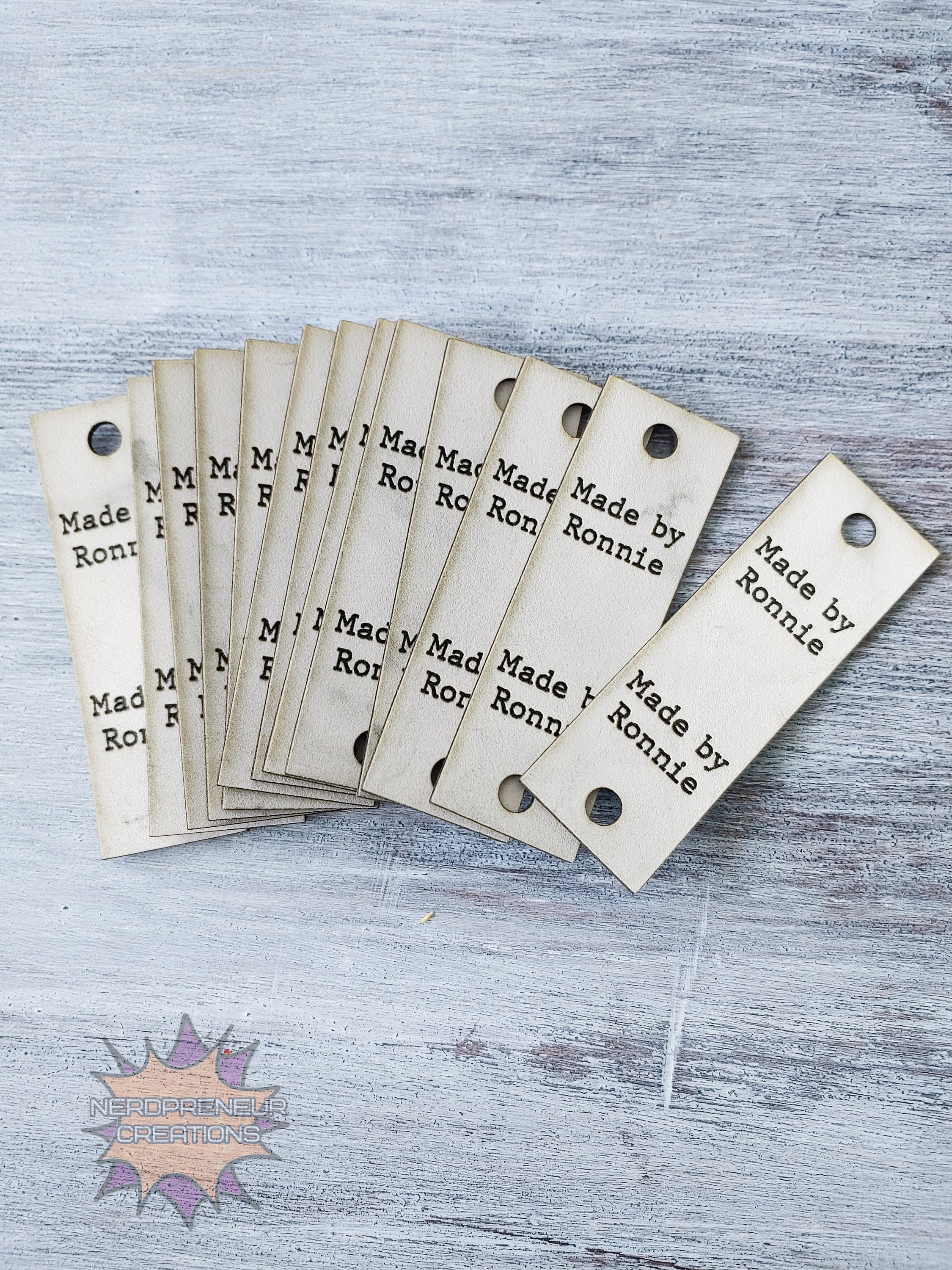 Custom Fold-Over Vegan Faux Leather Tags with Chicago Screw Option | Personalized No-Sew Branding Tags for Crochet, Knitwear & Handmade Items