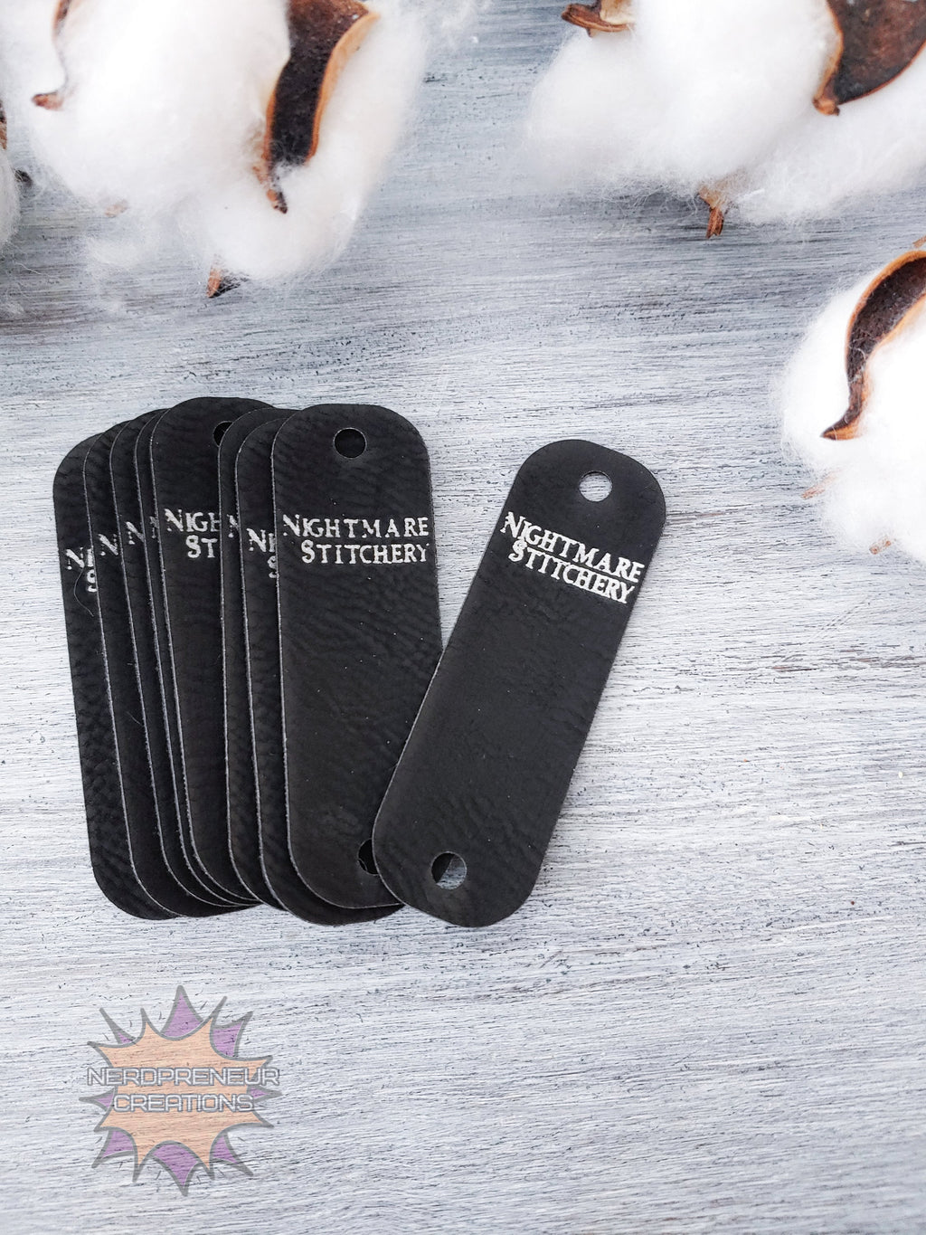 Custom Fold-Over Vegan Faux Leather Tags with Chicago Screw Option | Personalized No-Sew Branding Tags for Crochet, Knitwear & Handmade Items