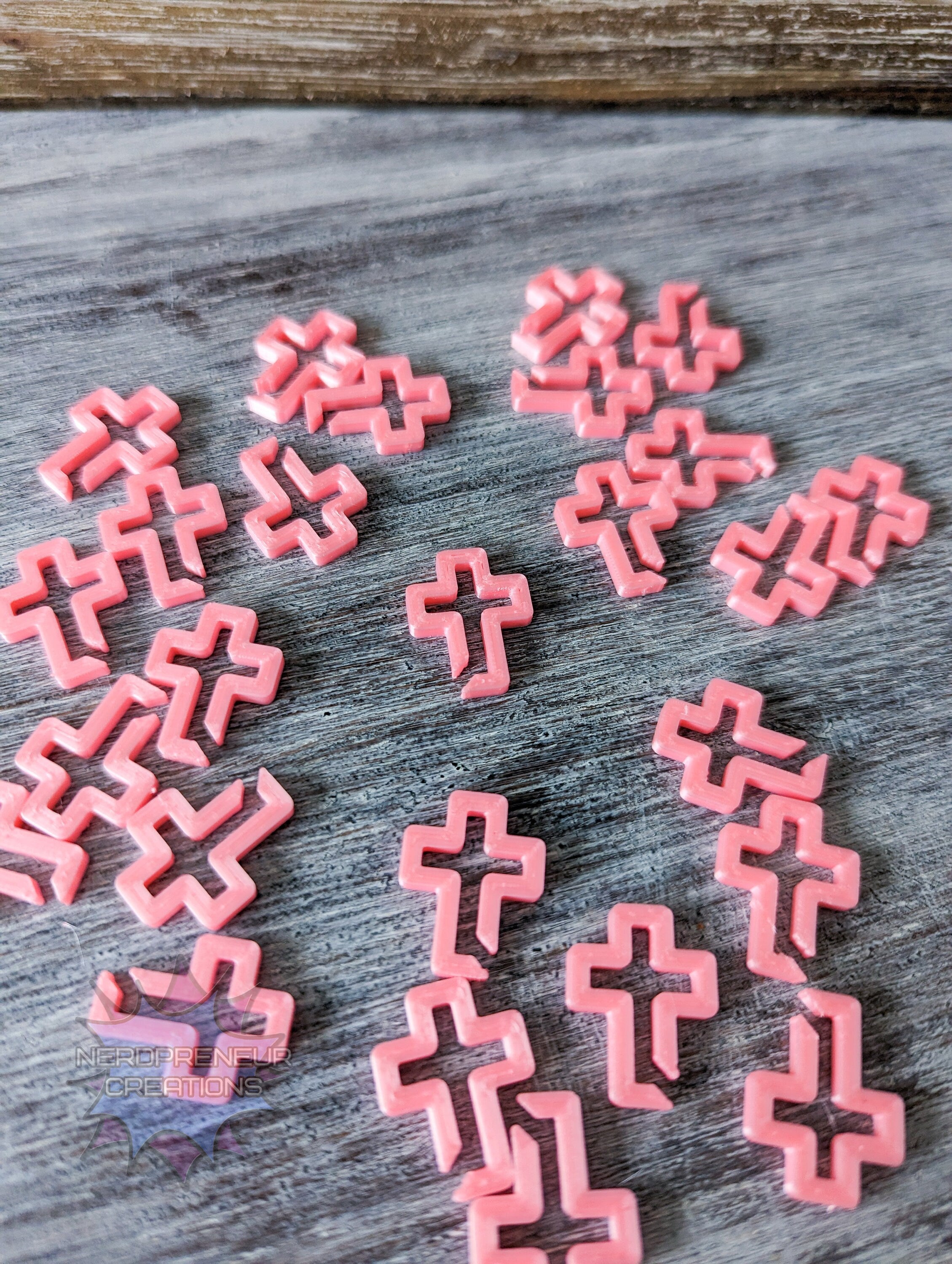 Cross 3D Printed Stitch Marker - 12 Pack | Eco-Friendly Biodegradable PLA Knitting & Crochet Accessory