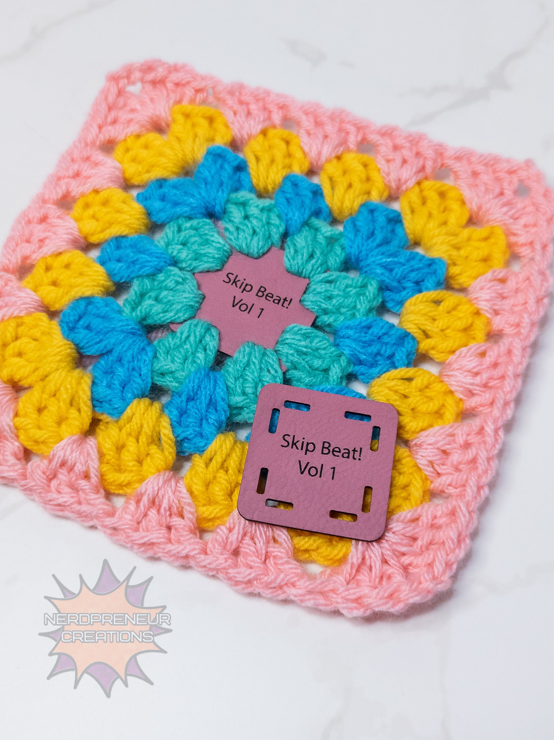 Bookish Granny Square Starter Tags – Faux Leather Round 1 Replacement for Crochet Squares
