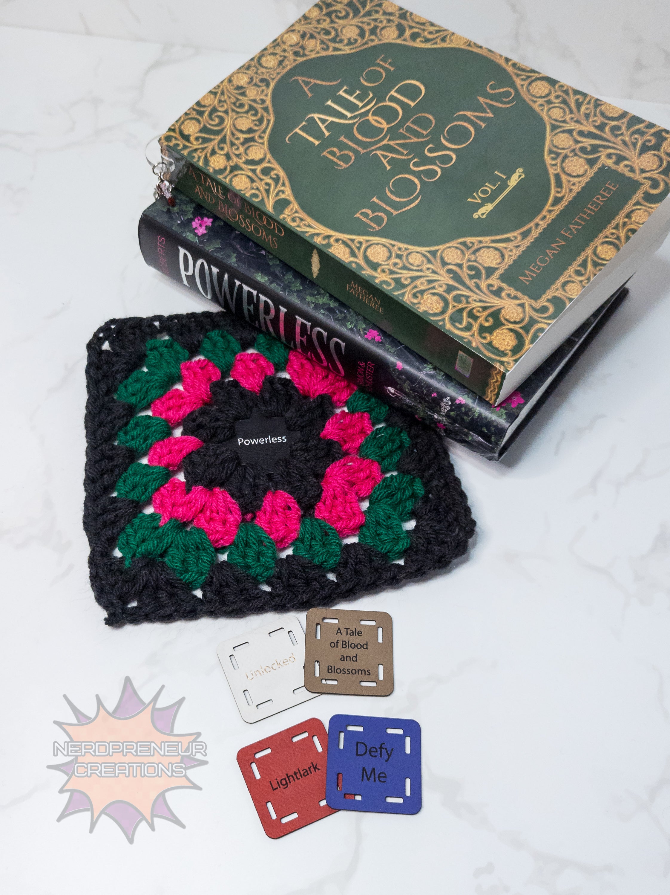 Bookish Granny Square Starter Tags – Faux Leather Round 1 Replacement for Crochet Squares