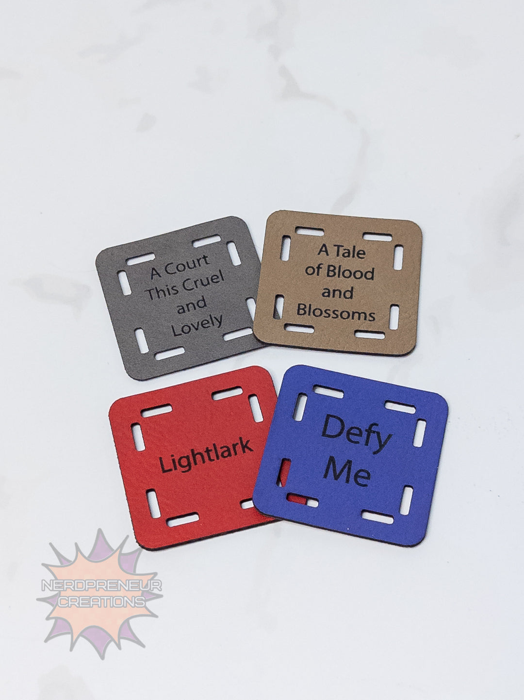 Bookish Granny Square Starter Tags – Faux Leather Round 1 Replacement for Crochet Squares