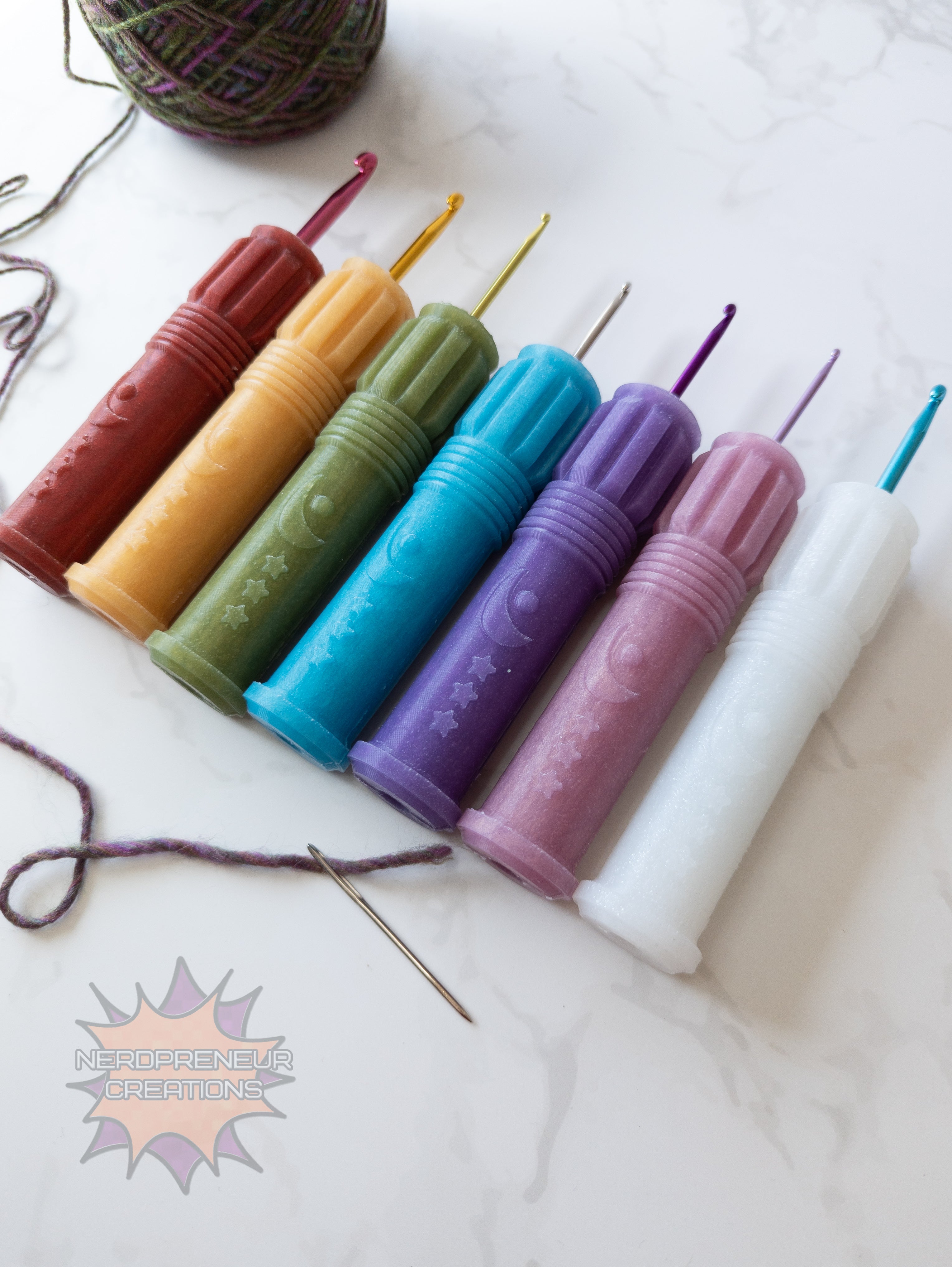 Choose Your Own Adventure Moon Saber Squishy Grips | Ergonomic Silicone Crochet Hook Grips in Multiple Colors